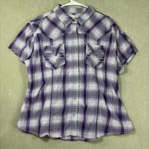 Panhandle Slim Womens Plaid Western Shirt XXL Snap Front Sparkle Rodeo Cowgirl